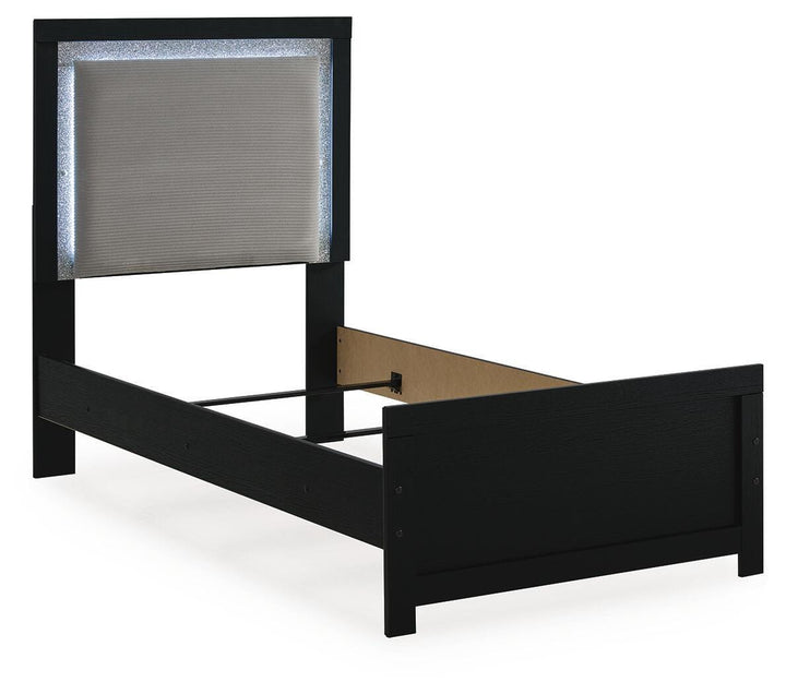 Maeling Twin Upholstered Panel Bed - Black (4)
