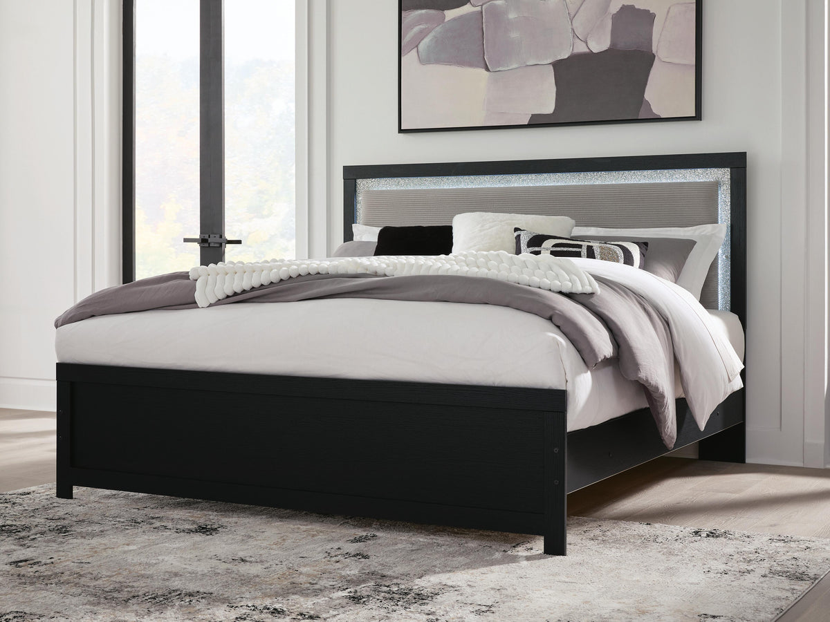 Maeling King Upholstered Panel Bed - Black (2)