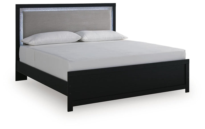 Maeling King Upholstered Panel Bed - Black (1)