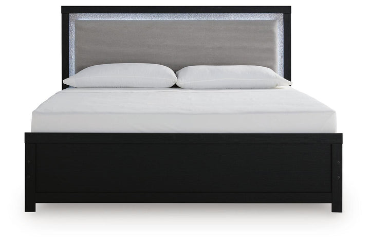 Maeling King Upholstered Panel Bed - Black (4)