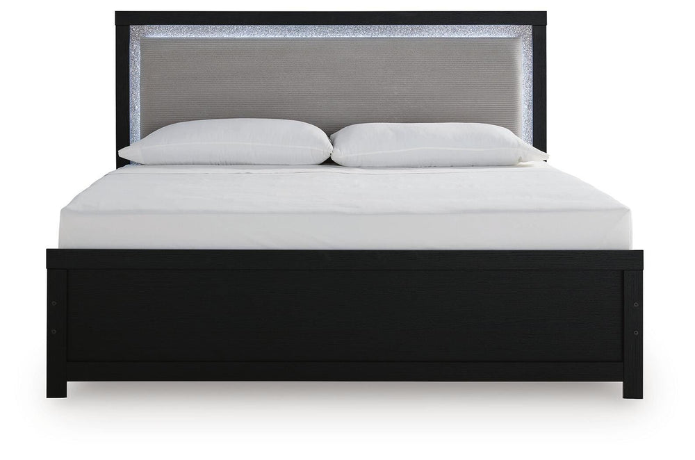 Maeling King Upholstered Panel Bed - Black (4)