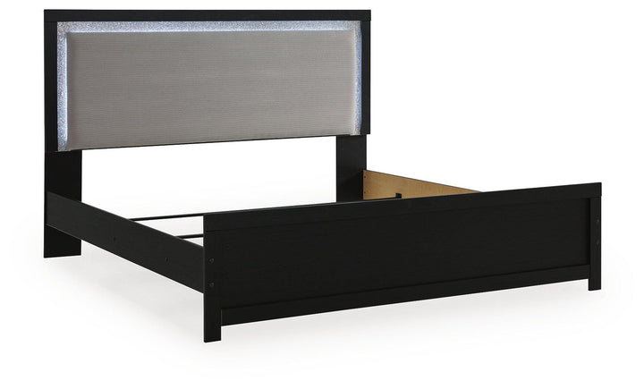 Maeling King Upholstered Panel Bed - Black (3)