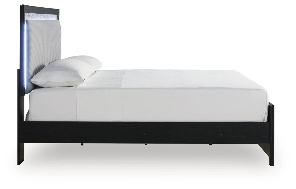 Maeling King Upholstered Panel Bed - Black (5)