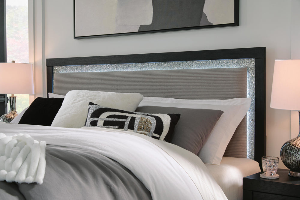 Maeling King Upholstered Panel Bed - Black (7)