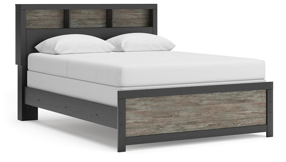 Broachmyn Queen Bookcase Panel Bed - Black/Gray (1)