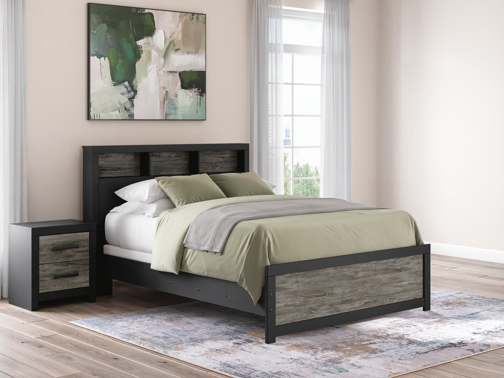 Broachmyn Queen Bookcase Panel Bed - Black/Gray (2)