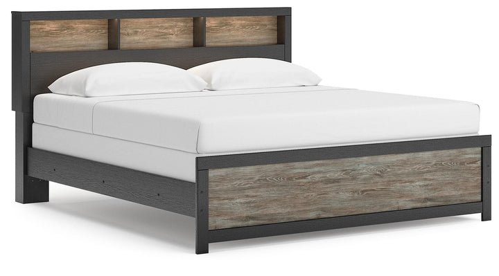 Broachmyn King Bookcase Panel Bed - Black/Gray (4)