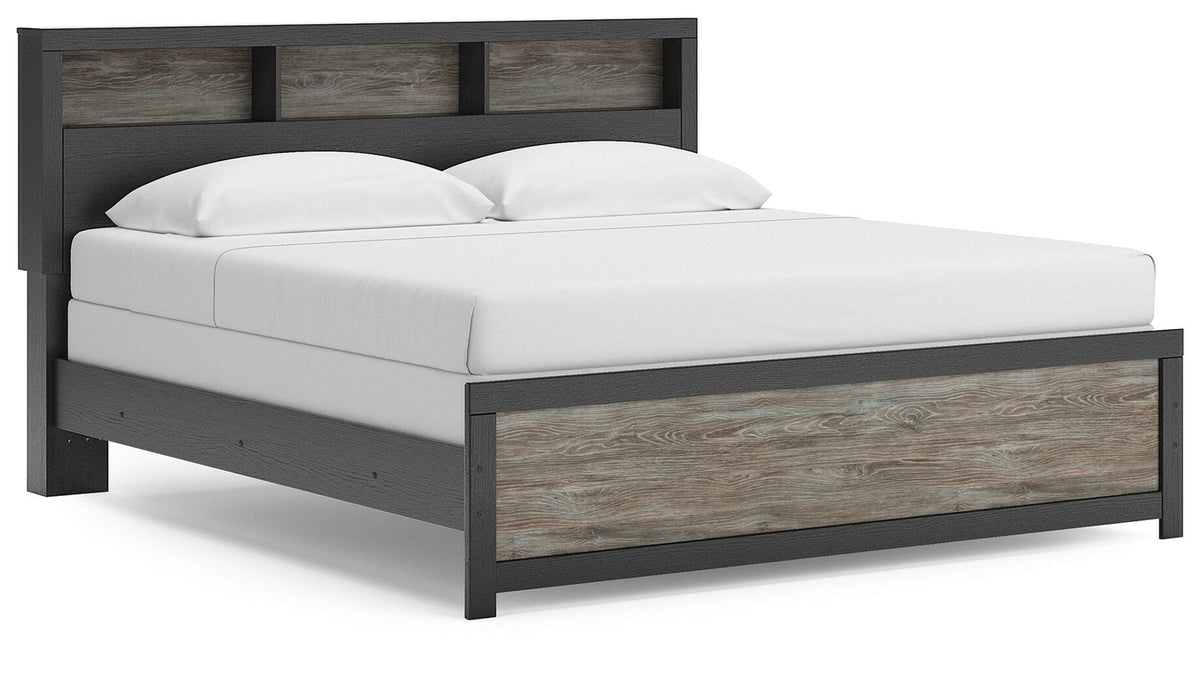 Broachmyn King Bookcase Panel Bed - Black/Gray (1)