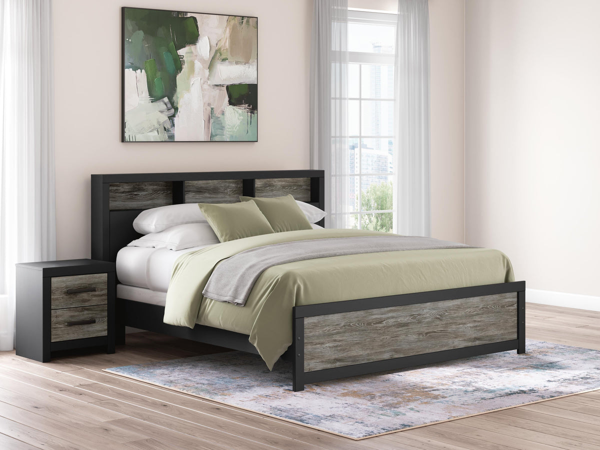Broachmyn King Bookcase Panel Bed - Black/Gray (2)