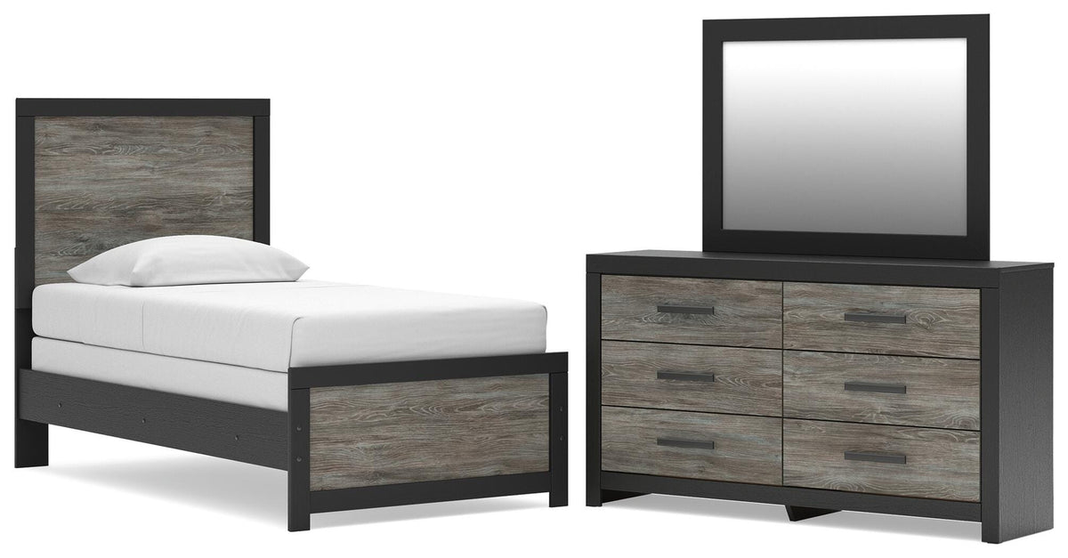 Broachmyn Twin Panel Bed, Dresser and Mirror (1)
