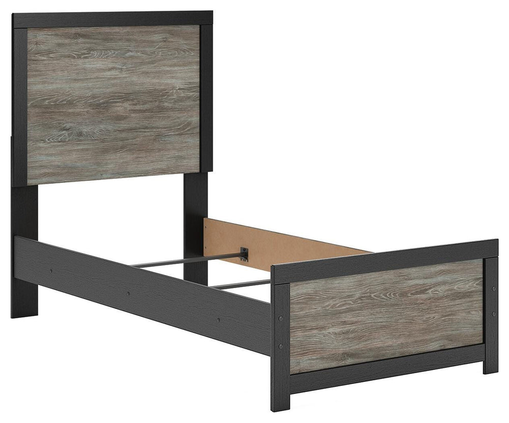 Broachmyn Twin Panel Bed - Black/Gray (2)