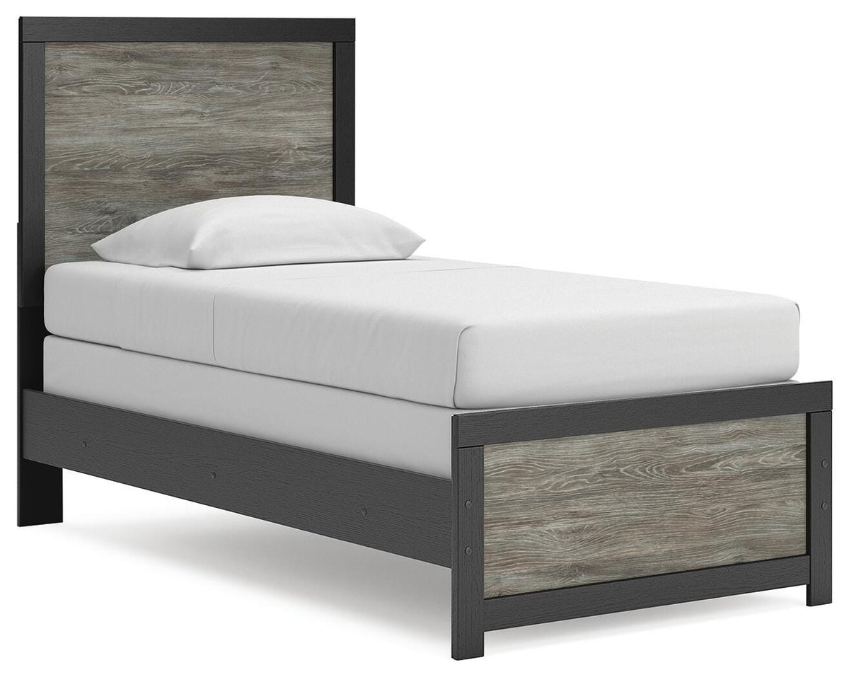 Broachmyn Twin Panel Bed - Black/Gray (1)