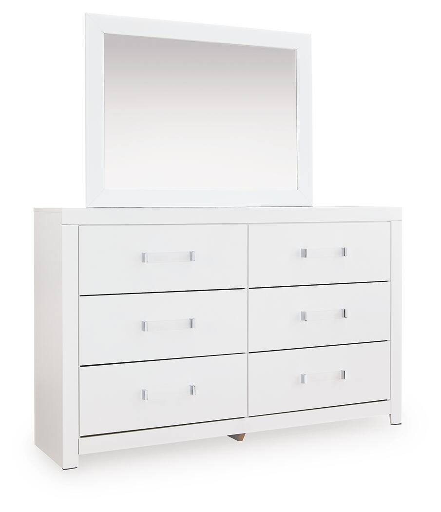 Maeling Full Upholstered Panel Bed, Dresser and Mirror (3)