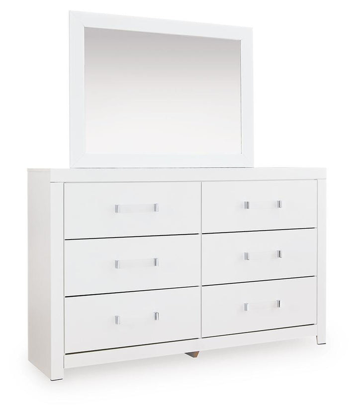 Maeling Twin Upholstered Panel Bed, Dresser and Mirror (3)