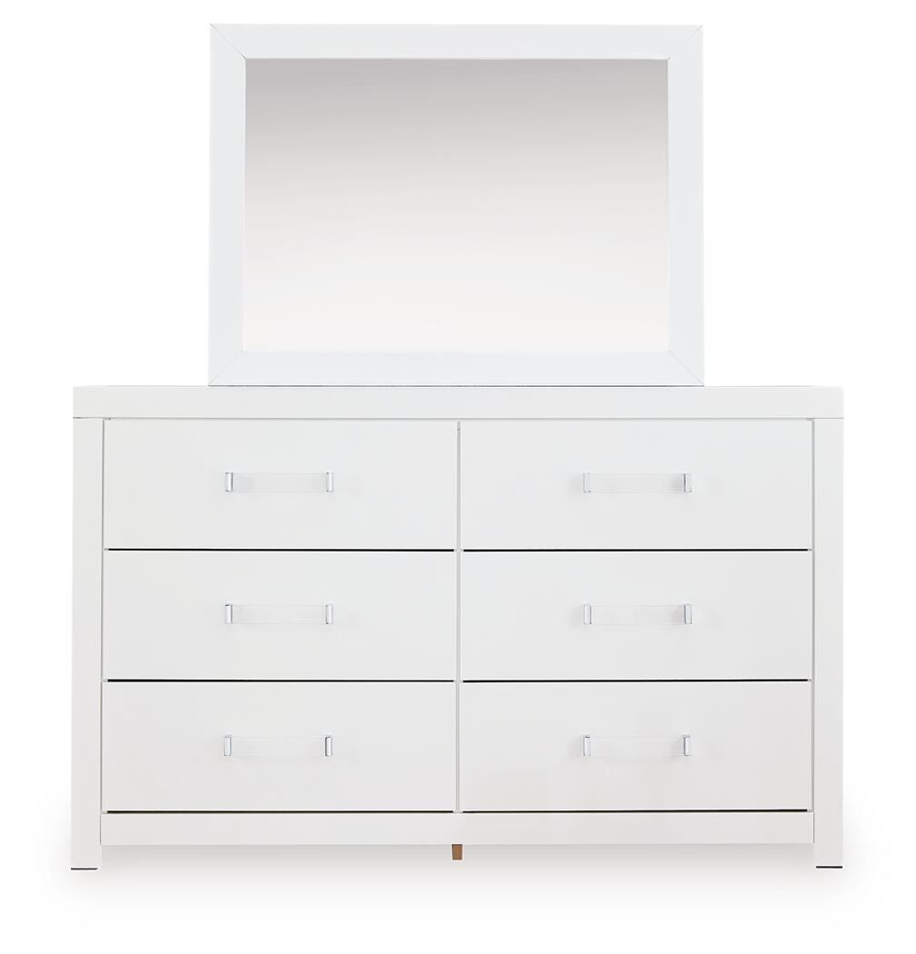 Maeling Queen Upholstered Panel Bed, Dresser, Mirror and Nightstand (2)