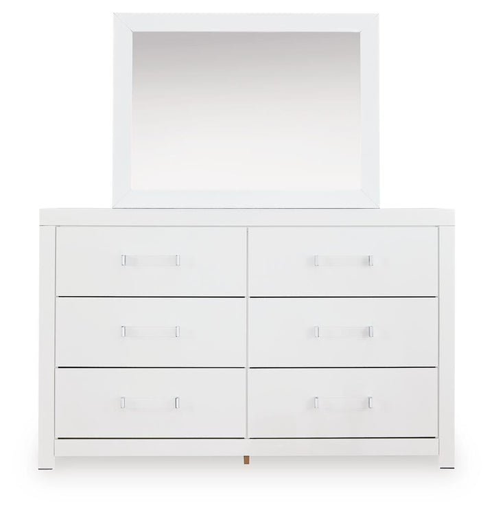 Maeling Full Upholstered Panel Bed, Dresser and Mirror (2)