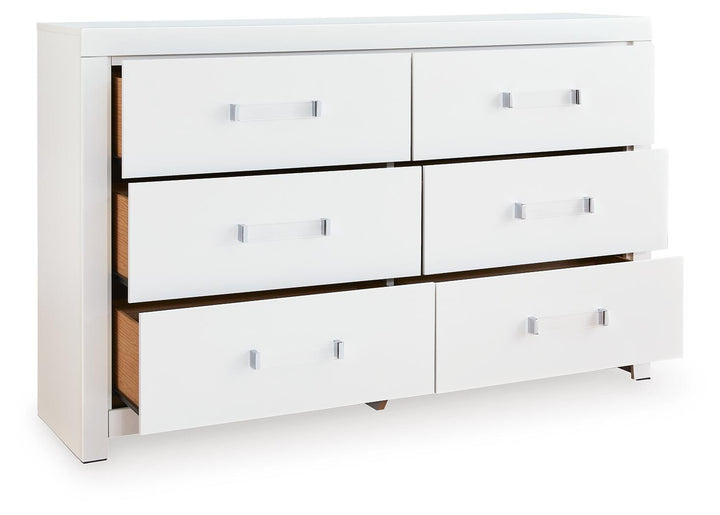 Maeling King Upholstered Panel Bed, Dresser, Mirror and Nightstand