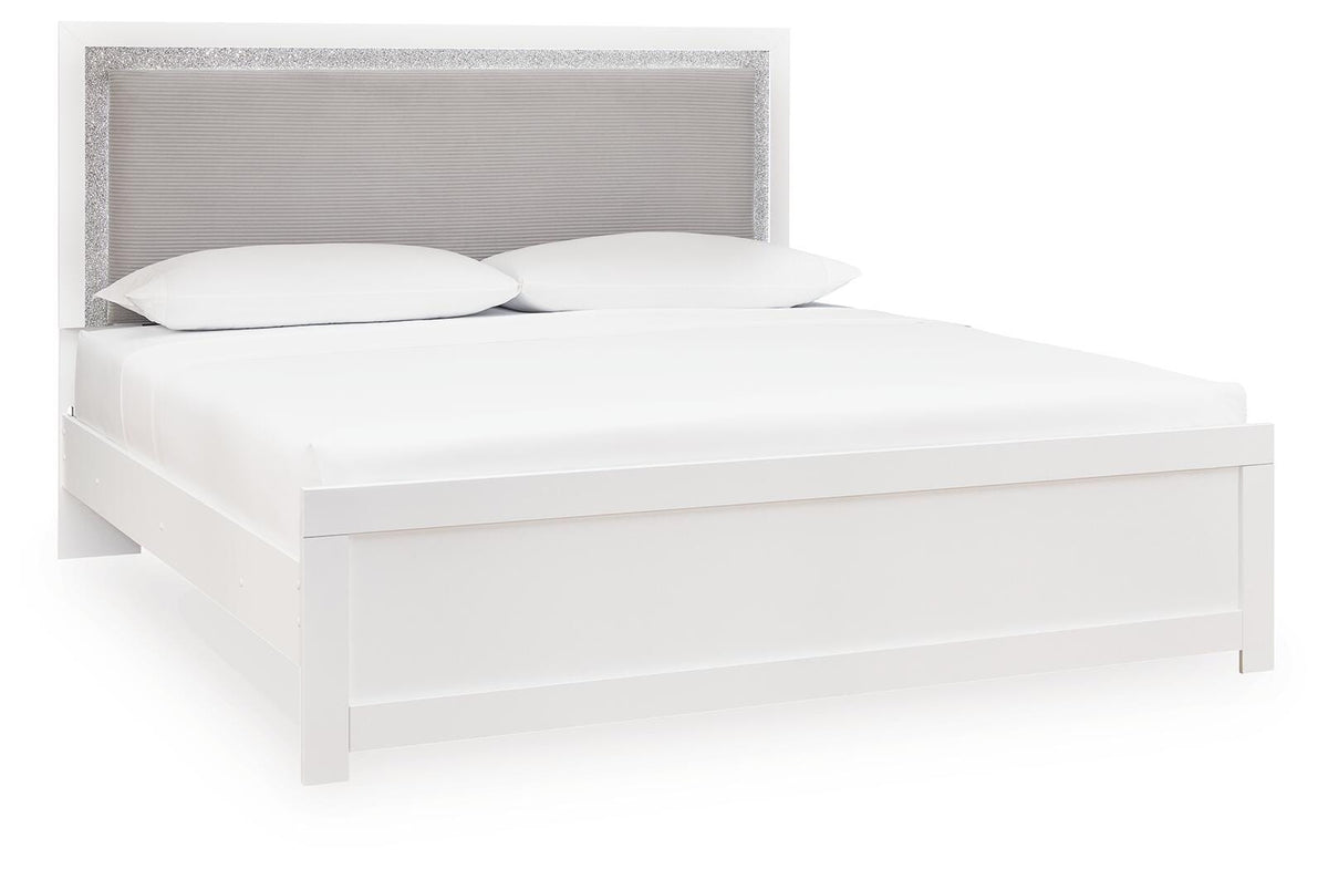 Maeling King Upholstered Panel Bed - White (1)