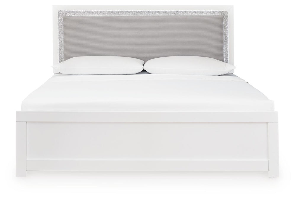 Maeling King Upholstered Panel Bed - White (4)
