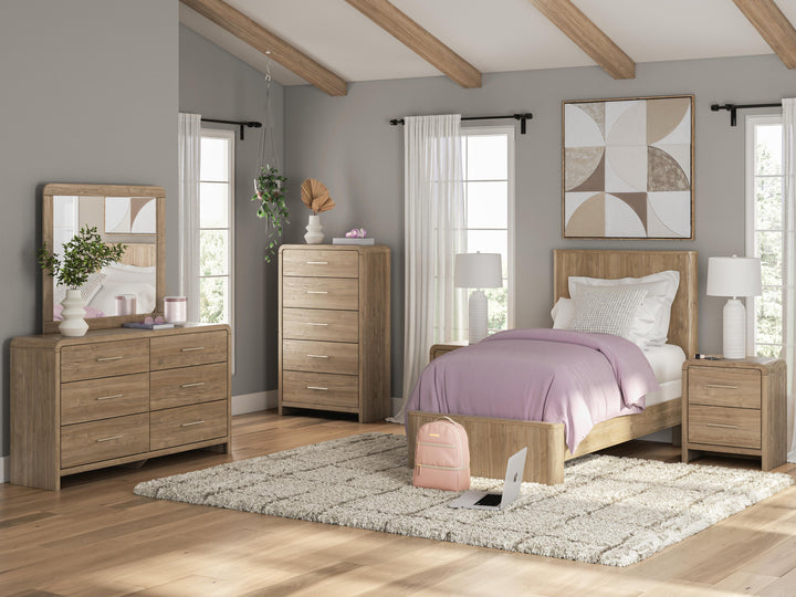 Gramburg Twin Panel Bed - Warm Natural Brown (10)
