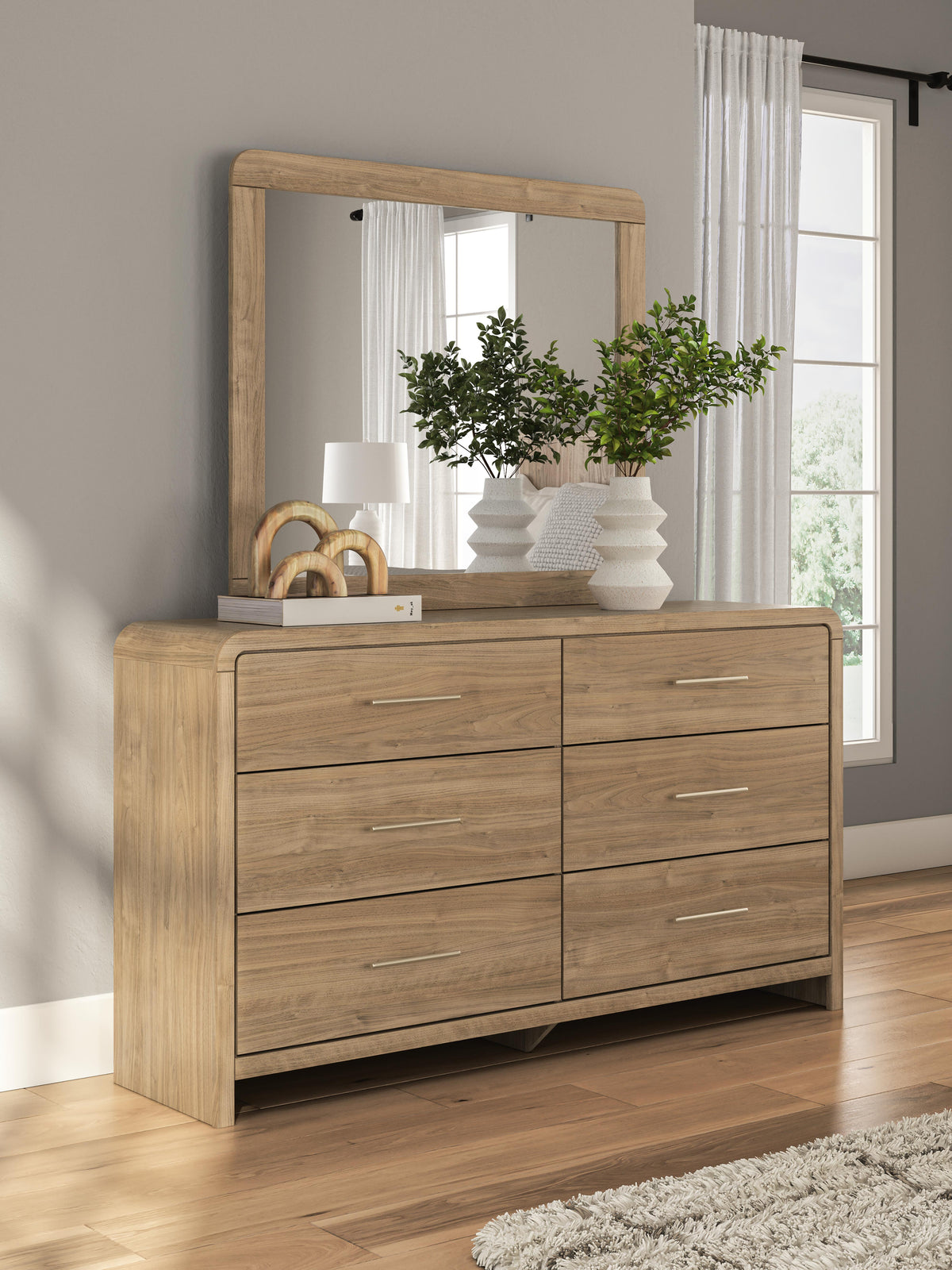 Gramburg Dresser and Mirror - Warm Natural Brown