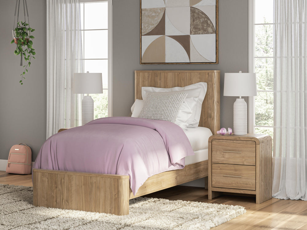 Gramburg Twin Panel Bed - Warm Natural Brown (2)