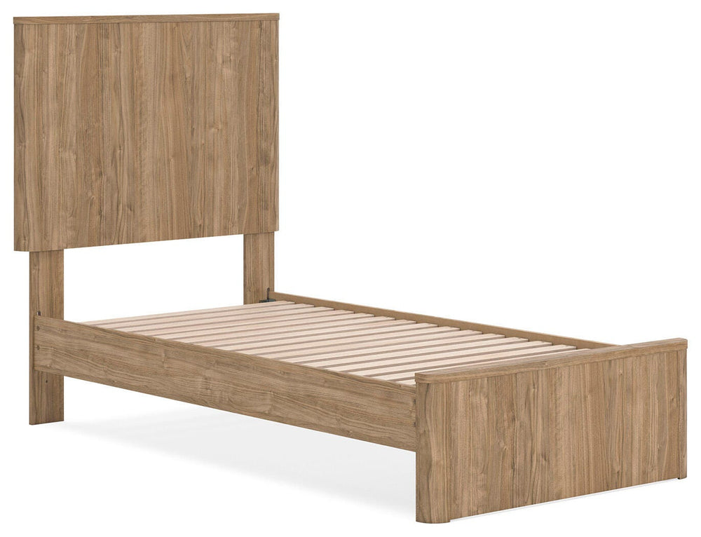 Gramburg Twin Panel Platform Bed - Warm Natural Brown (3)