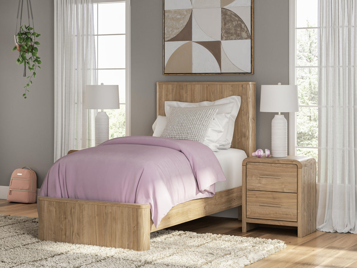 Gramburg Twin Panel Platform Bed - Warm Natural Brown (2)