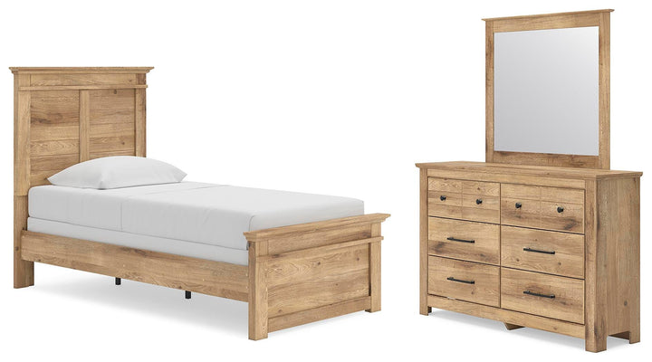 Makidern Twin Panel Bed, Dresser and Mirror (1)
