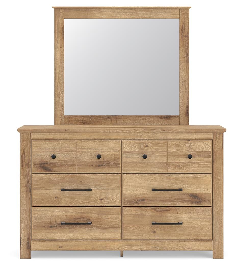 Makidern Twin Panel Bed, Dresser and Mirror (2)