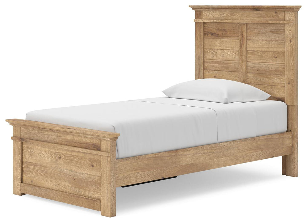 Makidern Twin Panel Storage Bed - Tan (4)