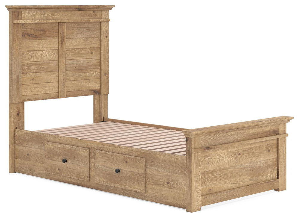 Makidern Twin Panel Storage Bed - Tan (3)