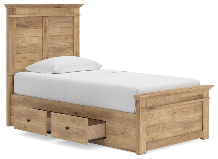 Makidern Twin Panel Storage Bed - Tan (5)