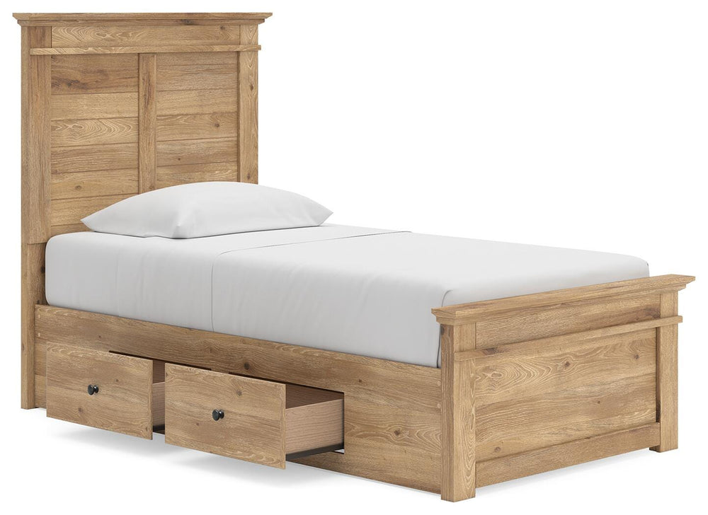 Makidern Twin Panel Storage Bed - Tan (5)
