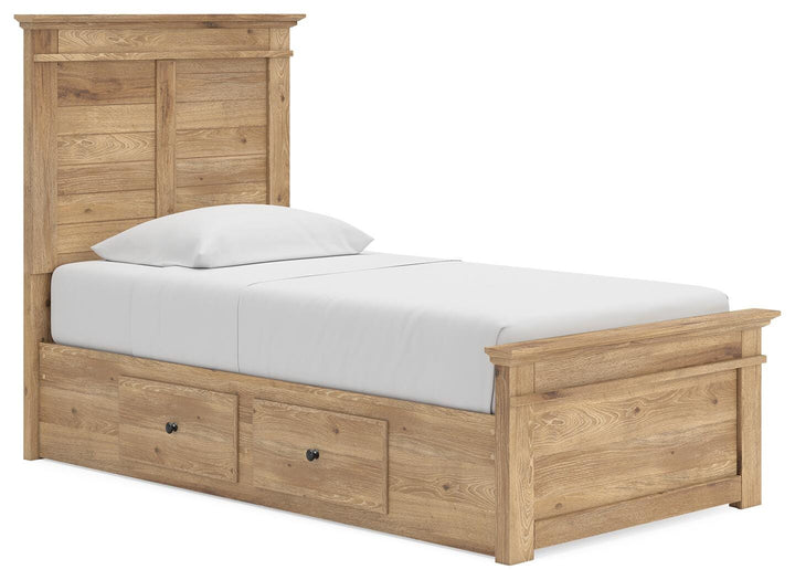 Makidern Twin Panel Storage Bed - Tan (1)