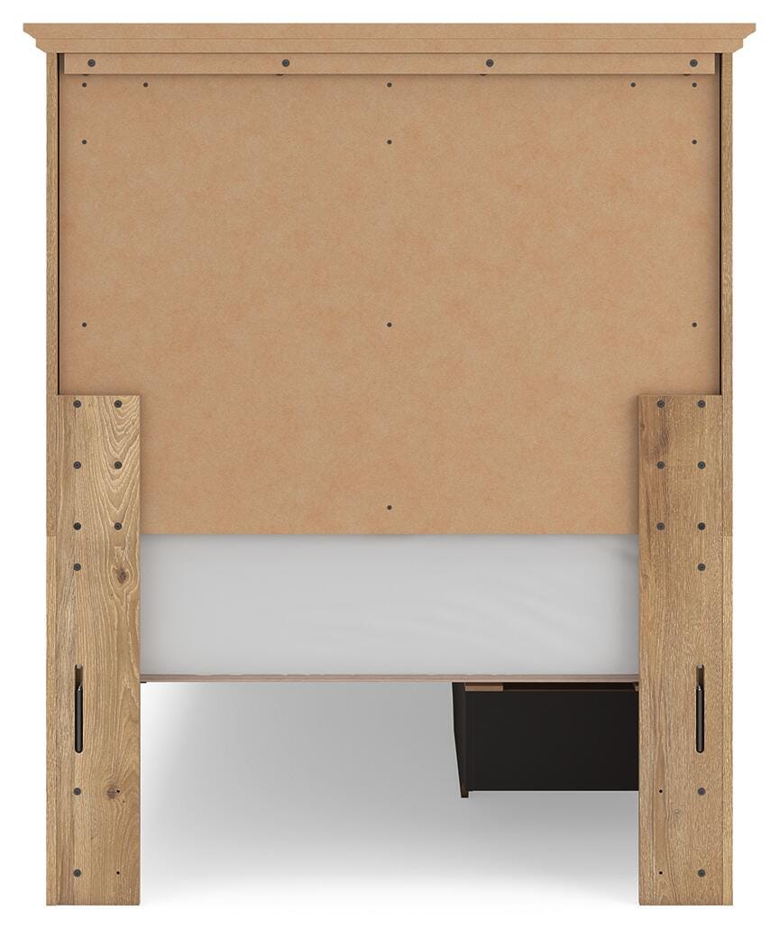 Makidern Twin Panel Storage Bed - Tan (7)