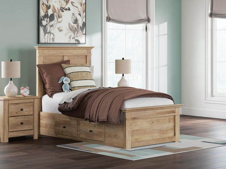Makidern Twin Panel Storage Bed - Tan (2)