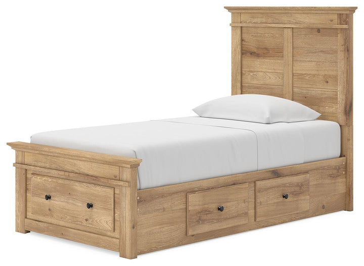 Makidern Twin Panel Storage Bed - Tan (4)