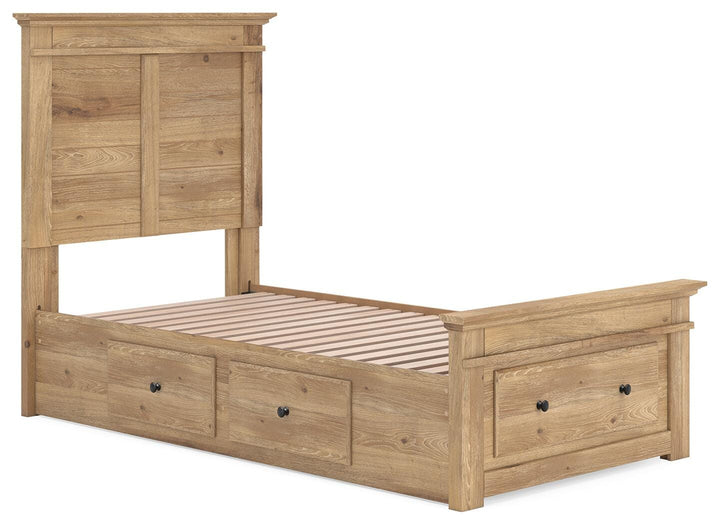 Makidern Twin Panel Storage Bed - Tan (3)
