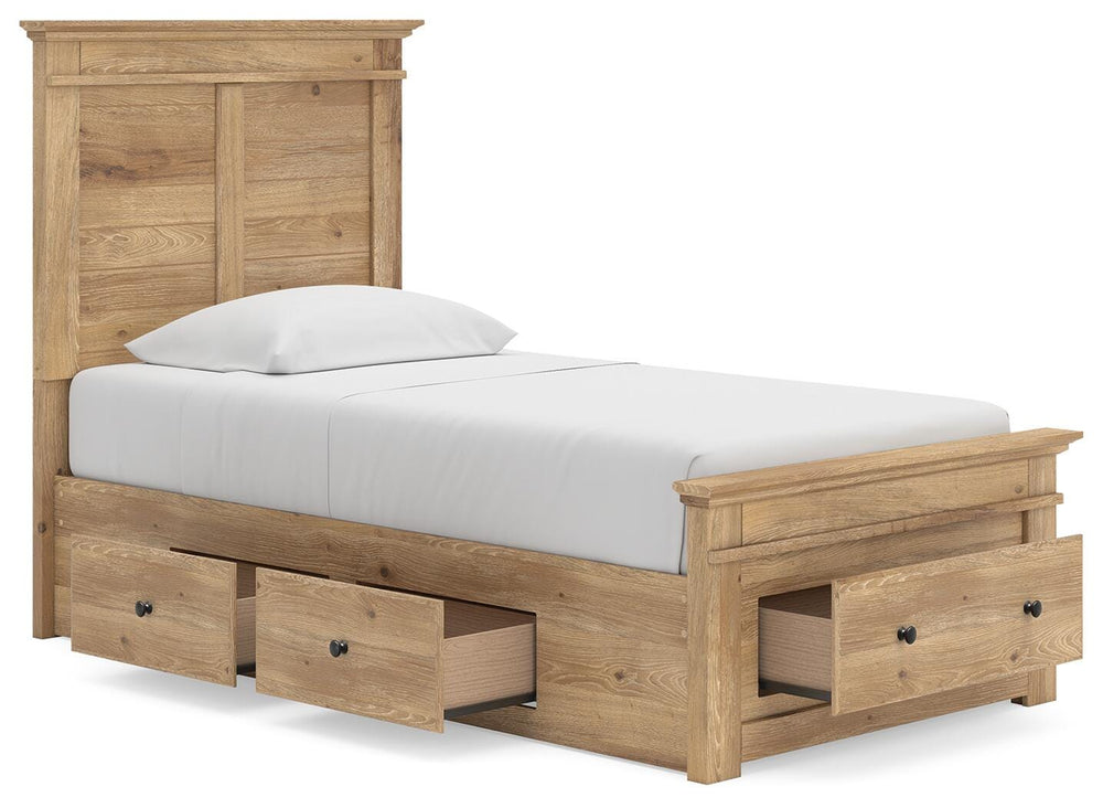 Makidern Twin Panel Storage Bed - Tan (5)
