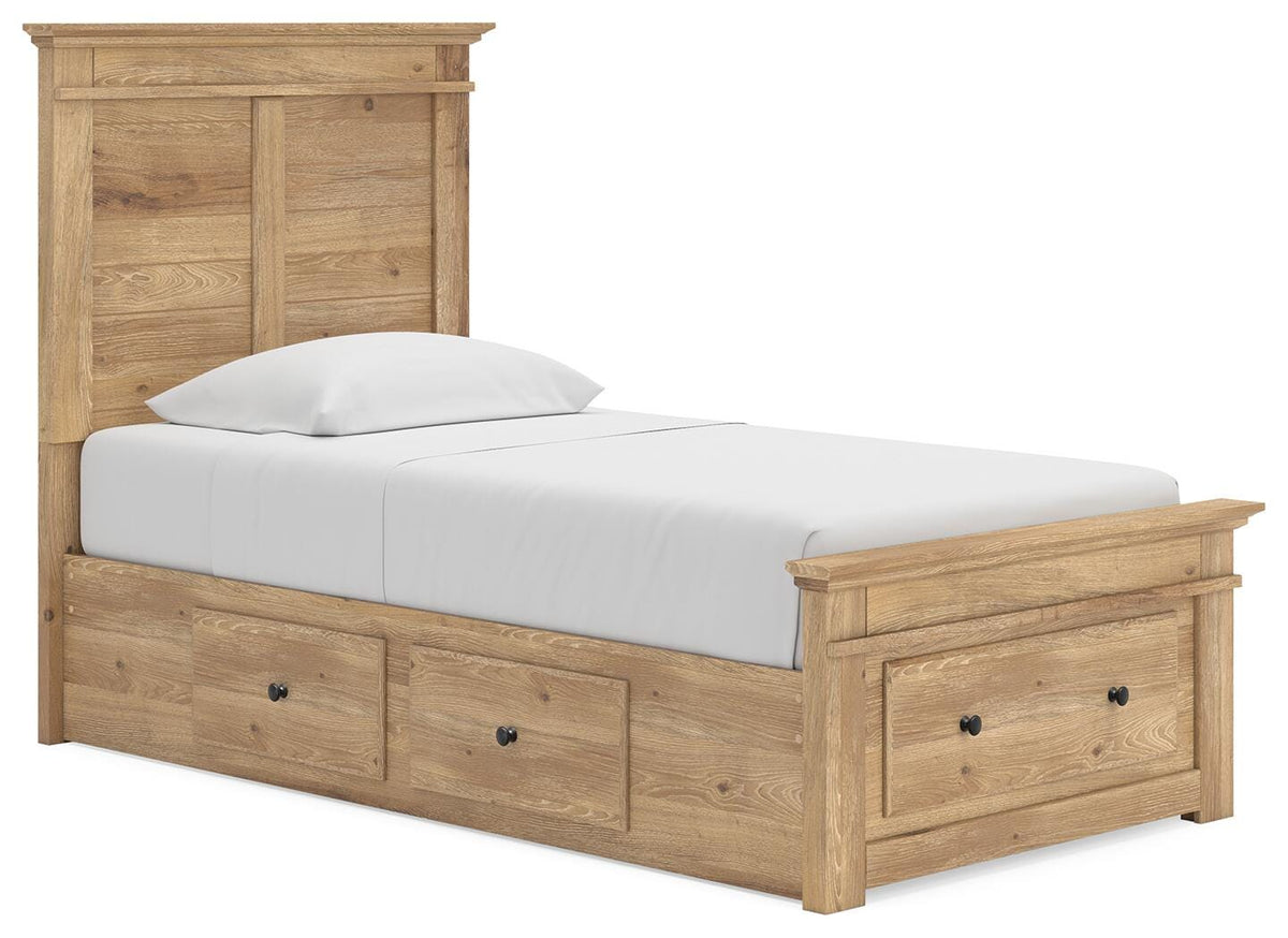 Makidern Twin Panel Storage Bed - Tan (1)