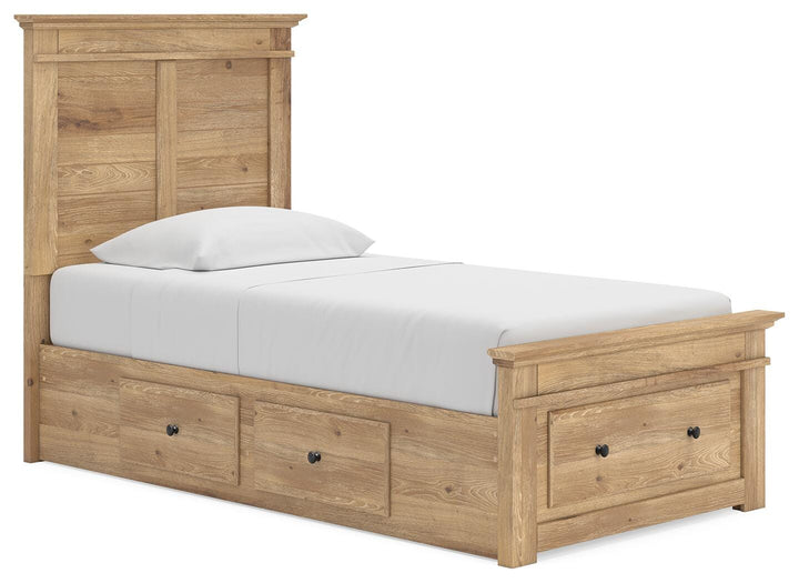 Makidern Twin Panel Storage Bed - Tan (1)