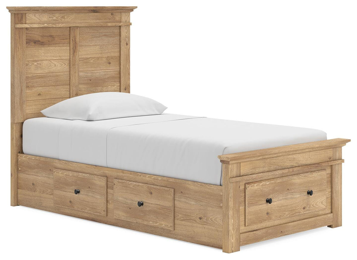 Makidern Twin Panel Storage Bed - Tan