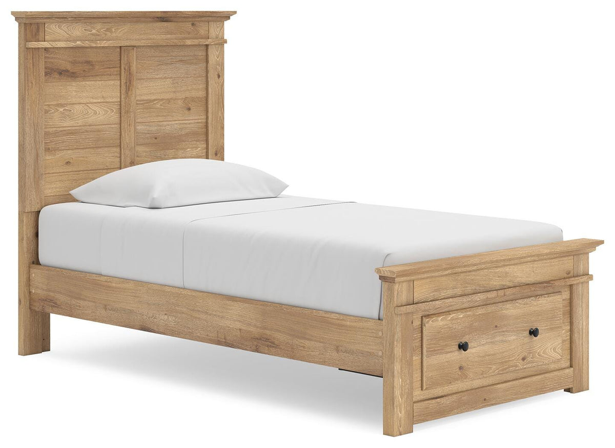 Makidern Twin Panel Storage Bed - Tan (1)