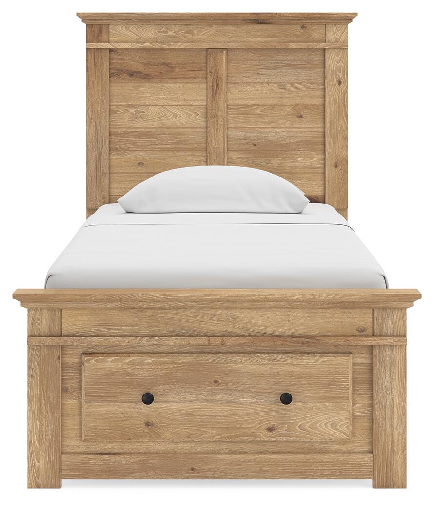 Makidern Twin Panel Storage Bed - Tan (6)