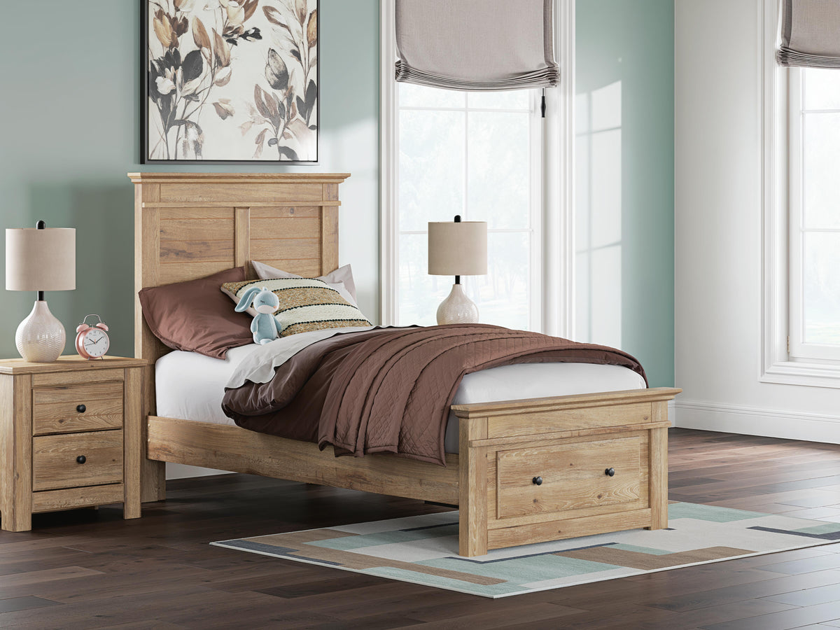 Makidern Twin Panel Storage Bed - Tan (2)