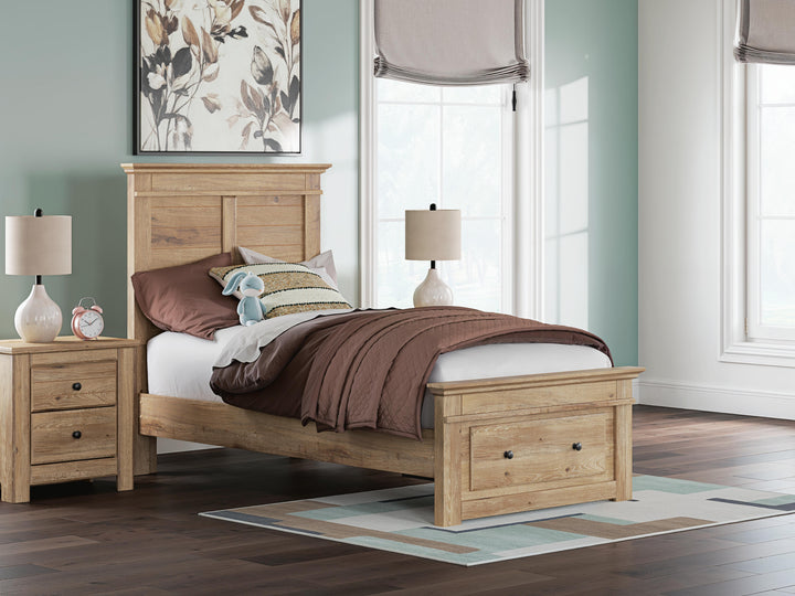 Makidern Twin Panel Storage Bed - Tan (2)