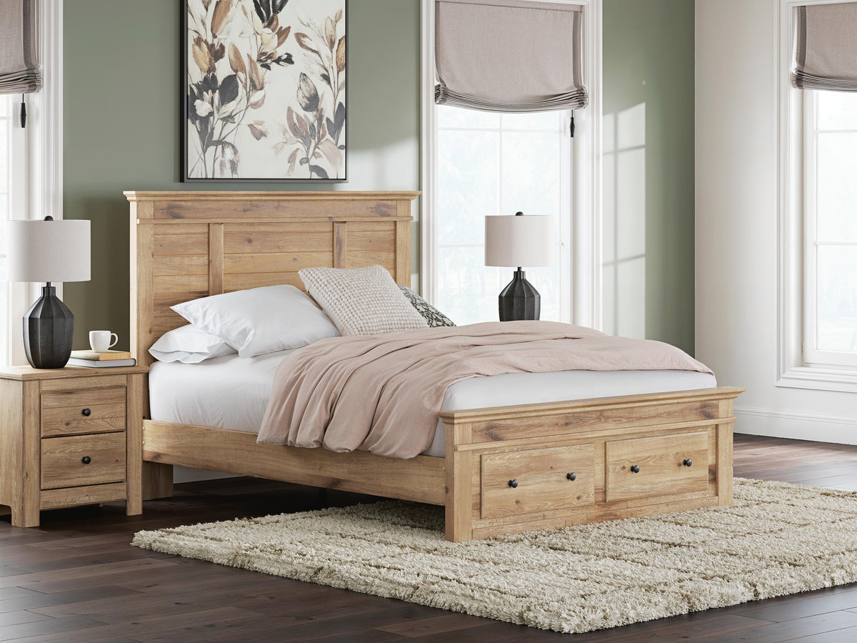 Makidern Queen Panel Storage Bed - Tan (2)