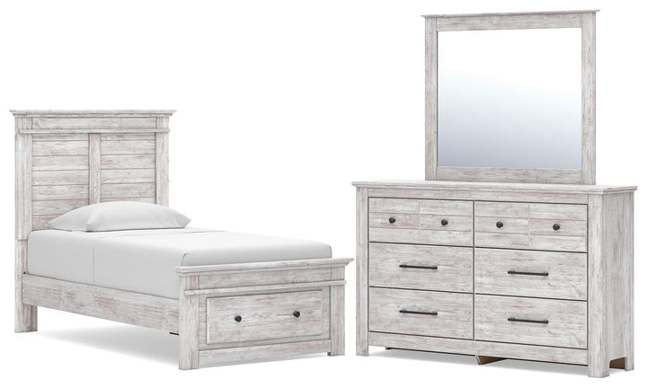 Makidern Twin Panel Storage Bed, Dresser and Mirror (1)