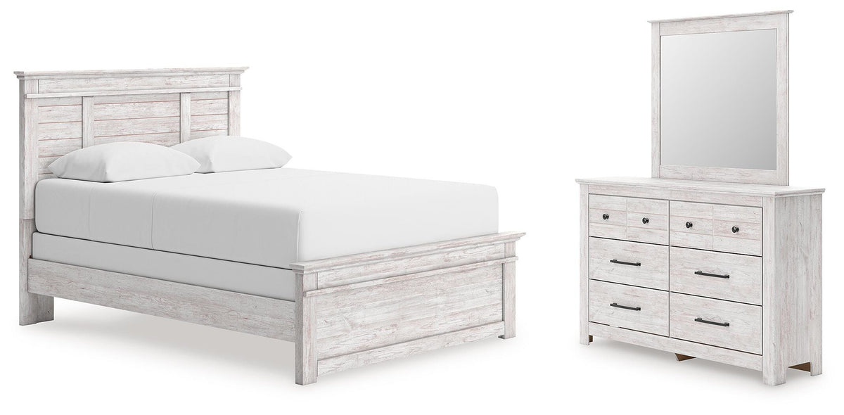Makidern Queen Panel Bed, Dresser and Mirror (1)